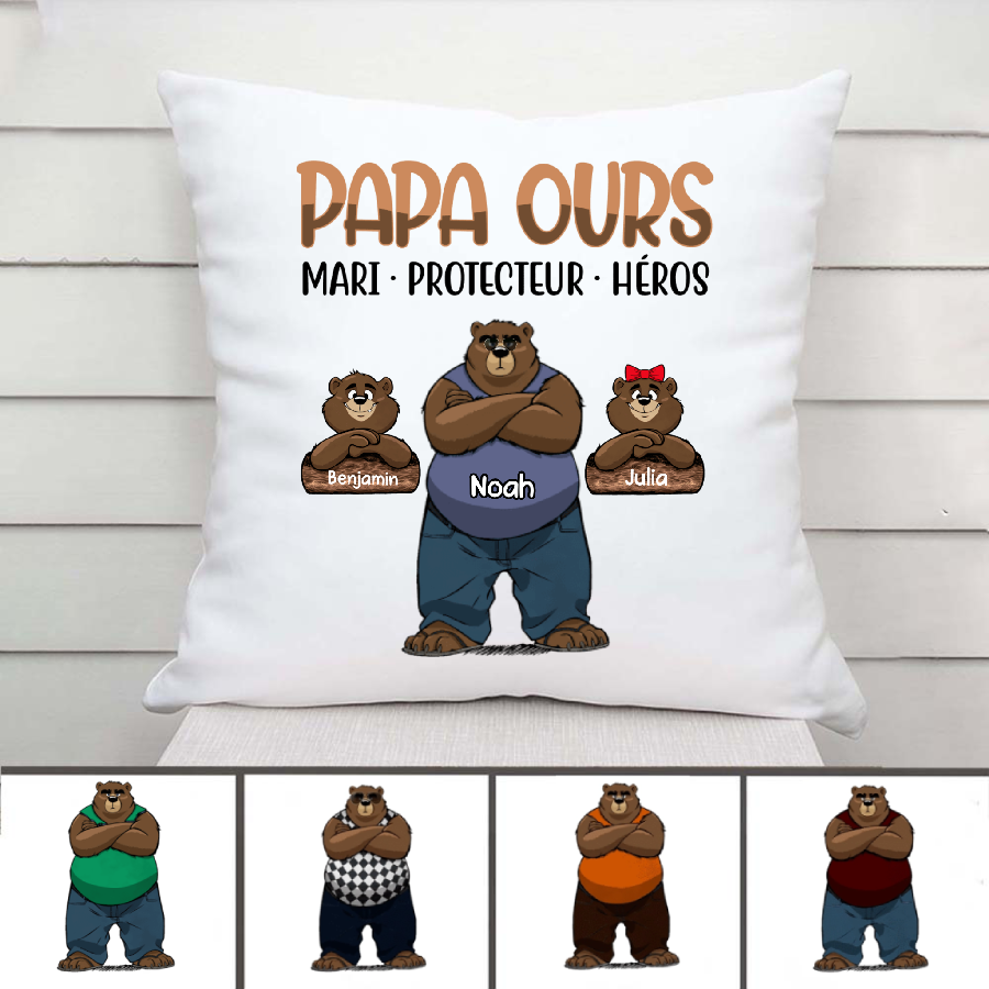 COUSSIN PELUCHE OURS PERSONNALISABLE